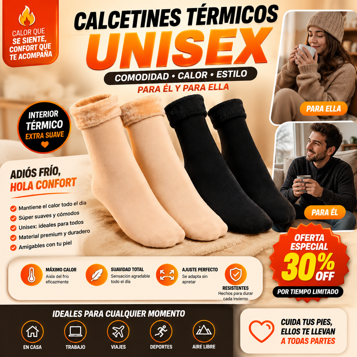 CALCETINES TÉRMICOS PARA INVIERNO❄️ | PACK X12 PARES COLORES SURTIDOS