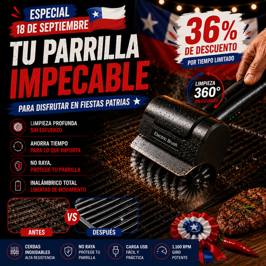 🇨🇱 OFERTA 18CHERA | CEPILLO ELÉCTRICO PARA PARRILLAS | LIMPIA MÁS RÁPIDO Y DISFRUTA MÁS DEL ASADO