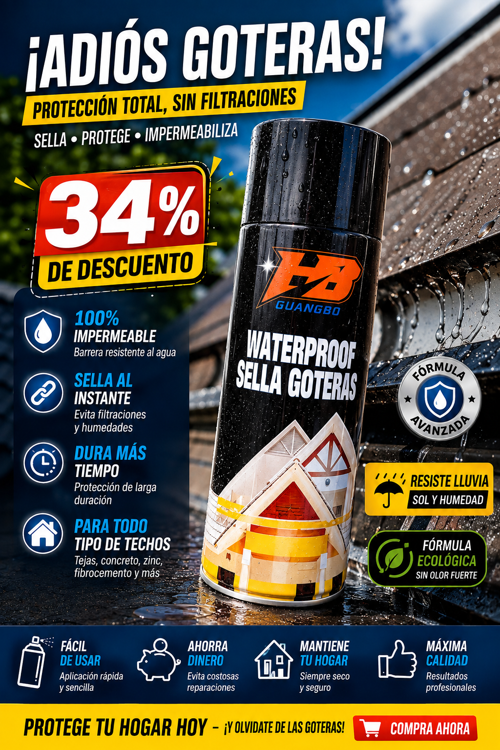 SPRAY SELLADOR SEALFIX | IMPERMEABILIZANTE CONTRA FILTRACIONES Y GRIETAS | SIN MAESTROS NI OBRAS COSTOSAS!